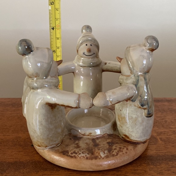 Votive holder Circle of Snowmen Exc Cond PO - Picture 5 of 6